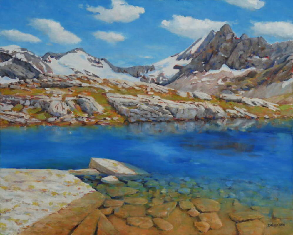 lac aux Evettes et l'Albaron. Huile sur toile.